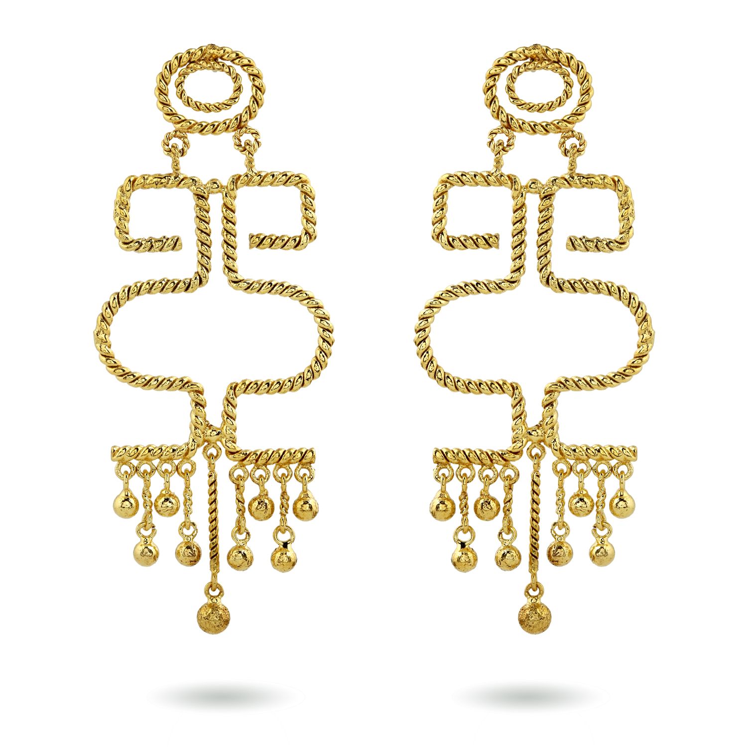Amphora Beads Earrings - Gold Beads