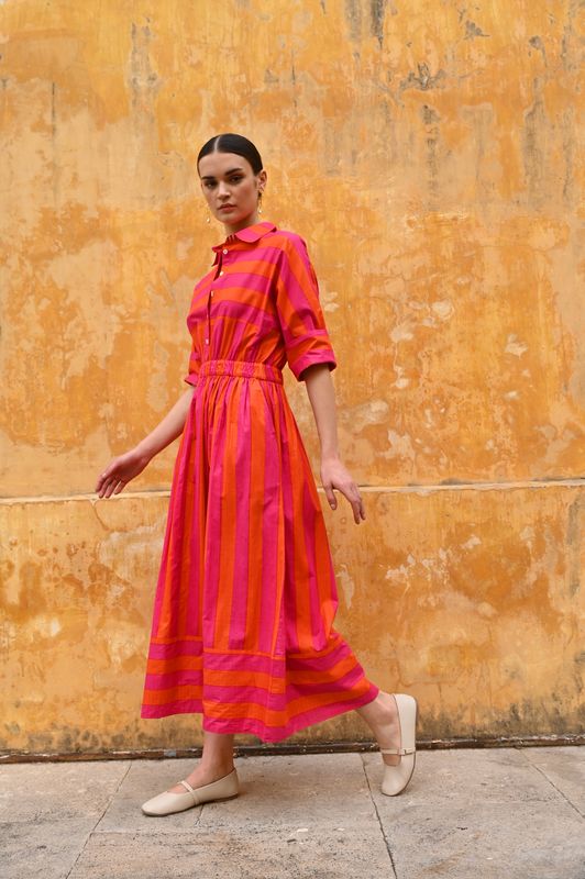 The Metis Dress - Orange/Pink