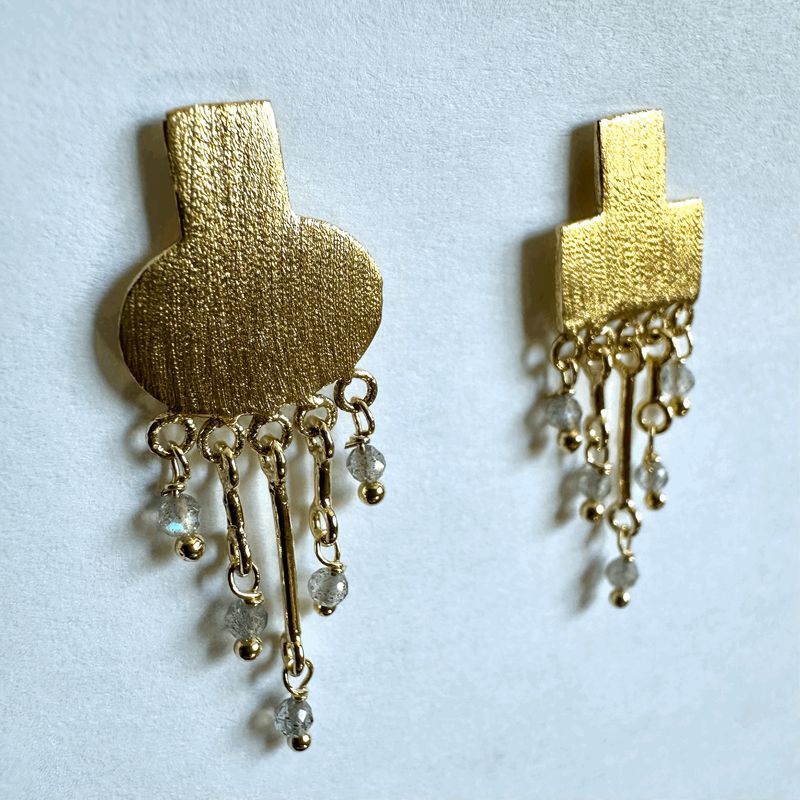 Kylix Beads Earrings Small - White Moonstone