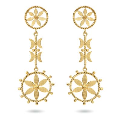 christine bekaert jewelry handcrafted gold-plated methuselah earrings with star design
