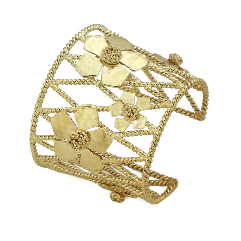 Christine Bekaert statement jewelry handcrafted gold-plated infinite garden cuff with adjustable size