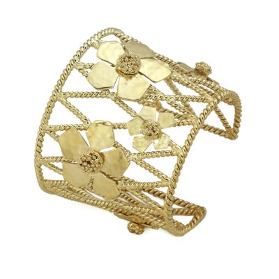 Christine Bekaert statement jewelry handcrafted gold-plated infinite garden cuff with adjustable size