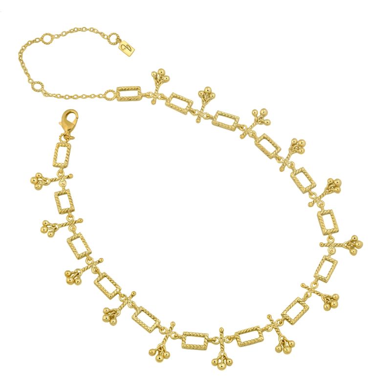 christine bekaert jewelry handcrafted gold-plated Nanna necklace with gold beads and adjustable size
