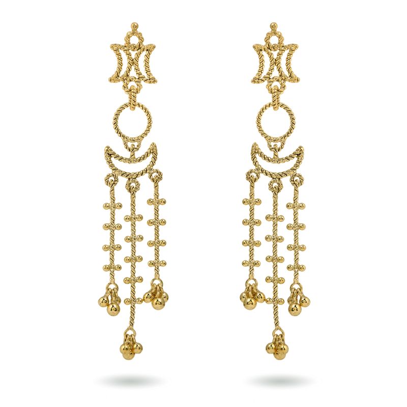 christine bekaert jewelry handcrafted gold-plated long Nanna large earrings with star design

