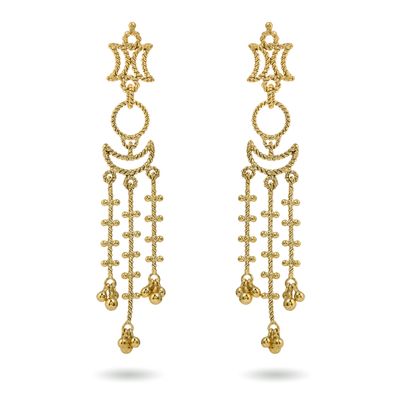 christine bekaert jewelry handcrafted gold-plated long Nanna large earrings with star design
