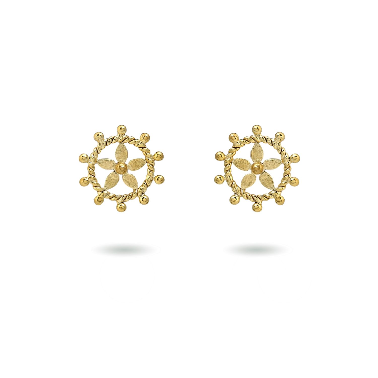 Christine Bekaert handcrafted gold-plated jewelry zappu studs earrings with star design