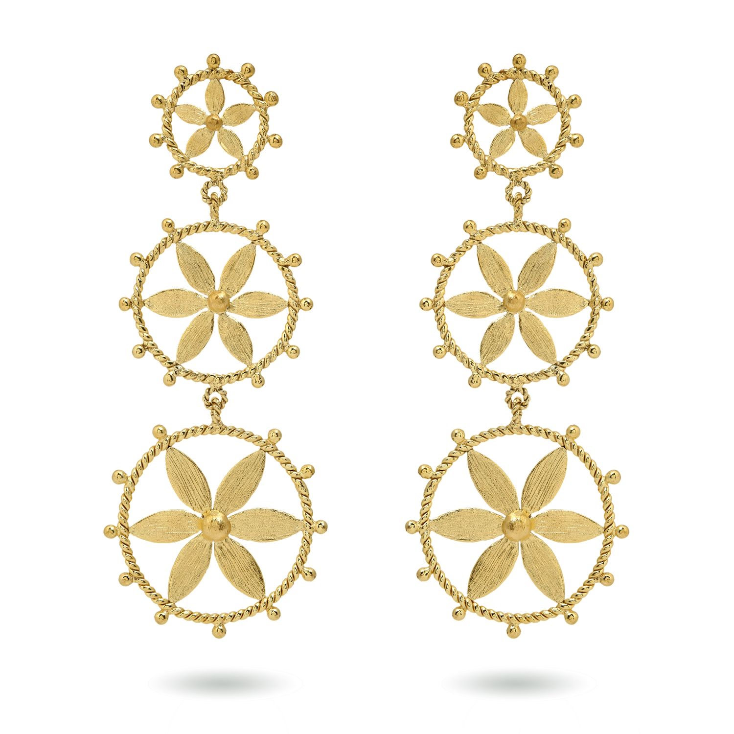 christine bekaert jewelry handcrafted gold-plated mulmul fall earrings with star design
