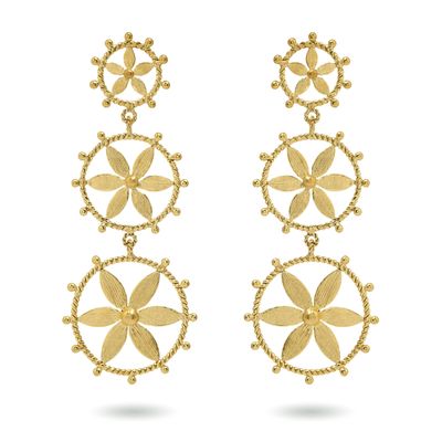 christine bekaert jewelry handcrafted gold-plated mulmul fall earrings with star design
