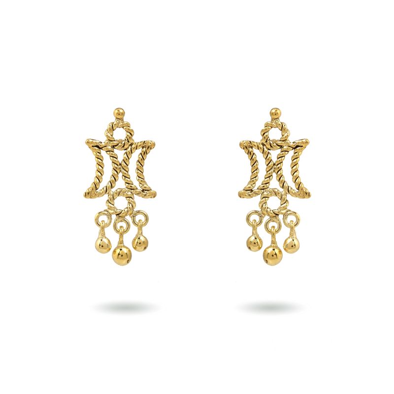 christine bekaert jewelry handcrafted gold-plated Nanna small earrings with star design and gold beads