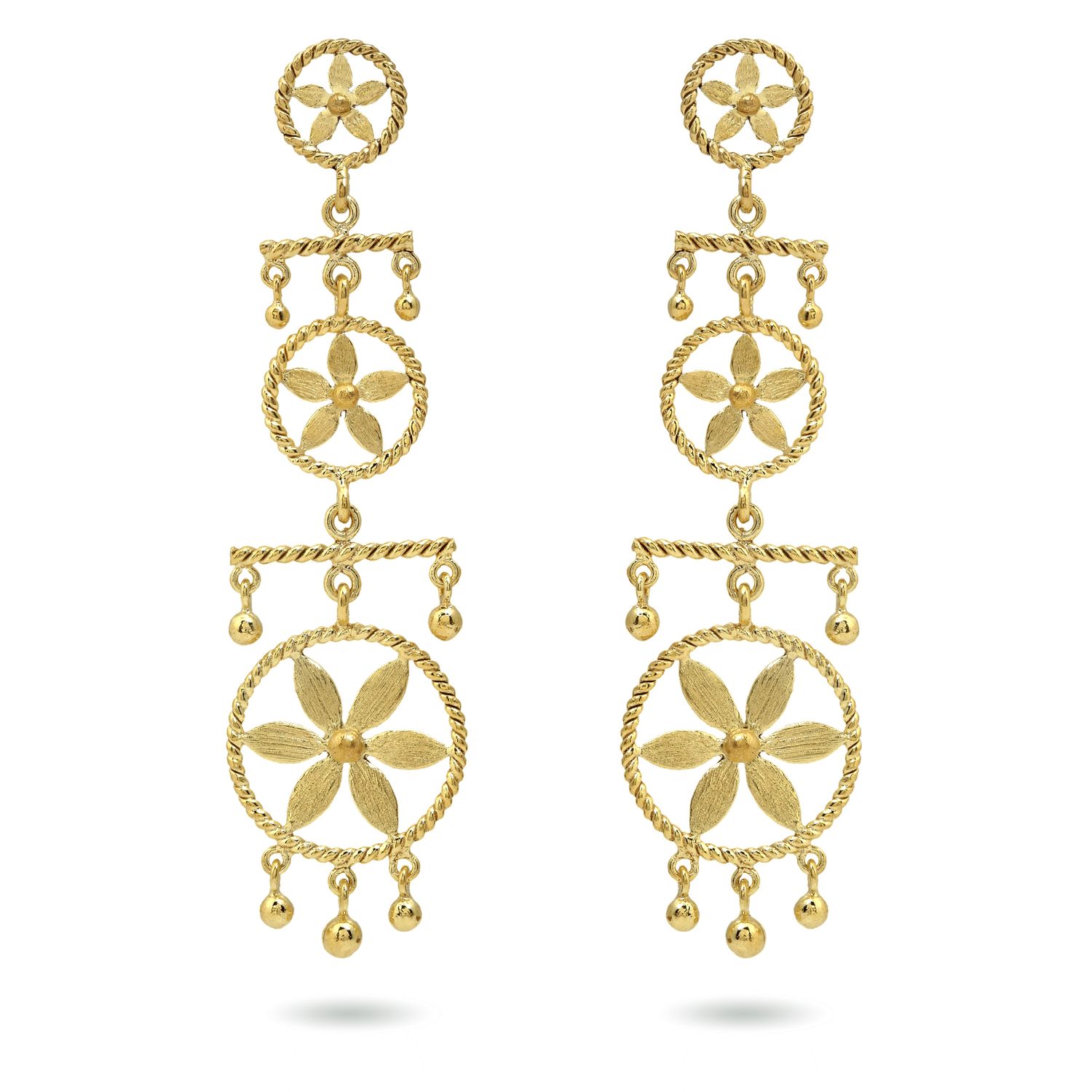 Christine Bekaert handcrafted gold-plated jewelry zappu fall earrings with star design