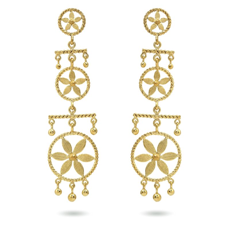 Christine Bekaert handcrafted gold-plated jewelry zappu fall earrings with star design