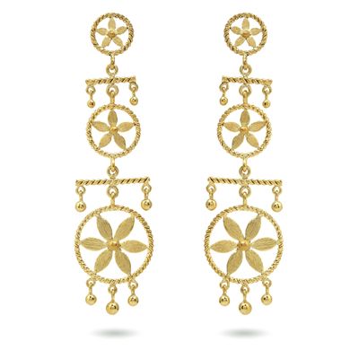 Christine Bekaert handcrafted gold-plated jewelry zappu fall earrings with star design