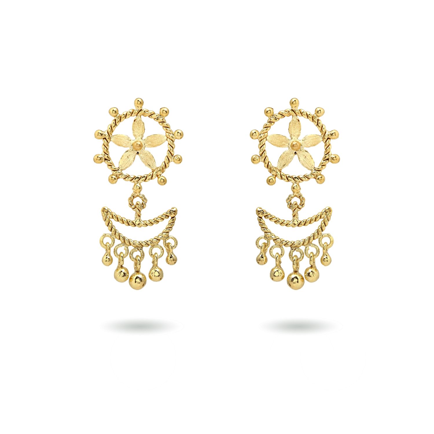 christine bekaert jewelry handcrafted gold-plated ninsianna earrings with star design
