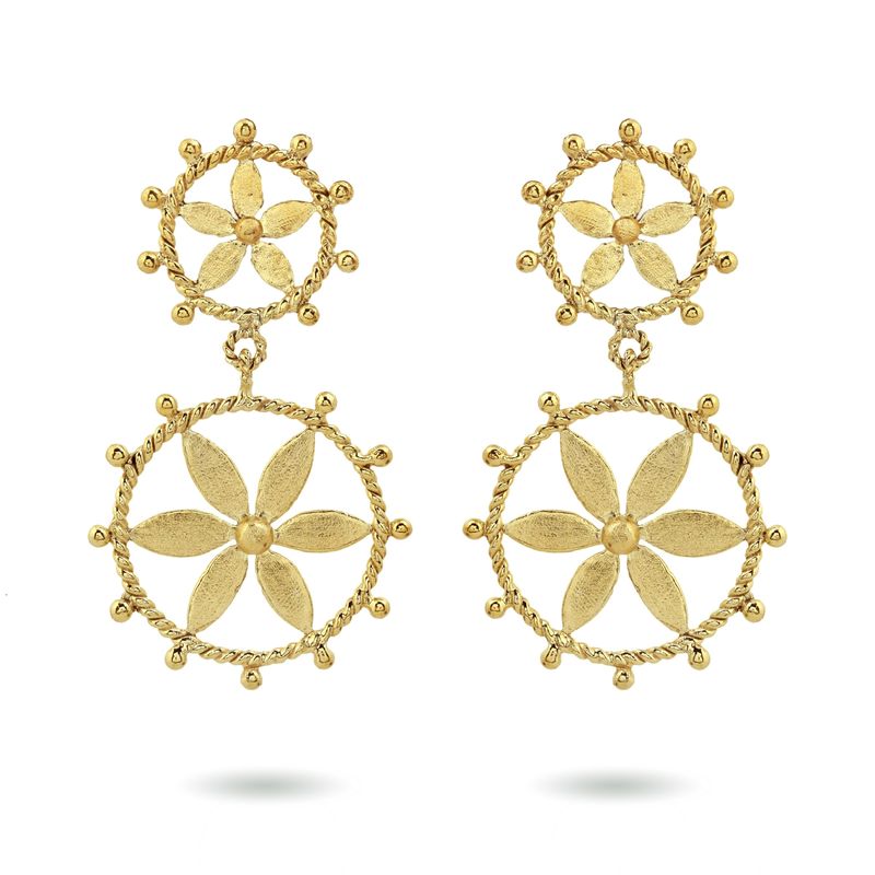 christine bekaert jewelry handcrafted gold-plated mulmul duo earrings with star design
