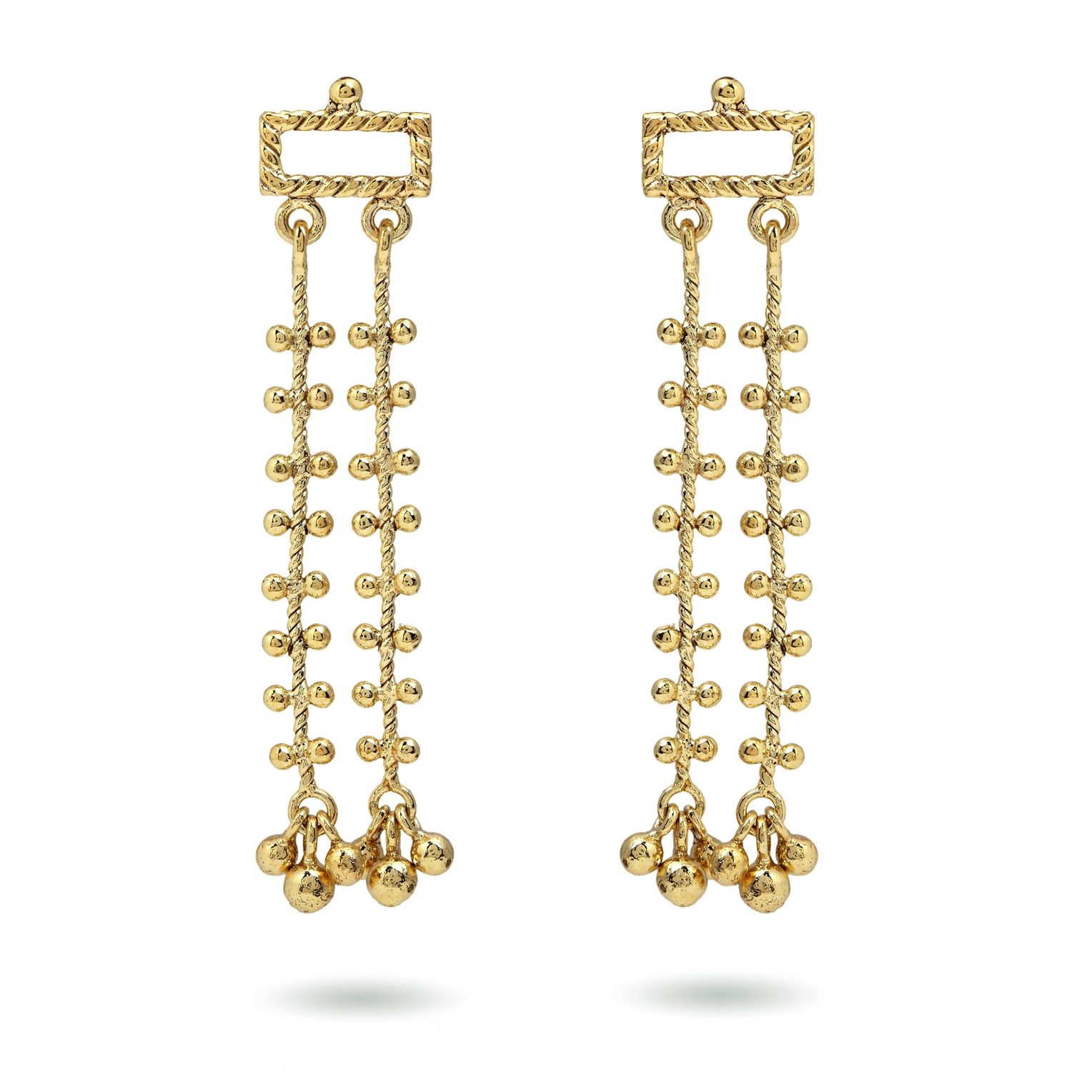 Productphoto christine bekaert jewelry handcrafted gold-plated nusku earrings with gold beads
