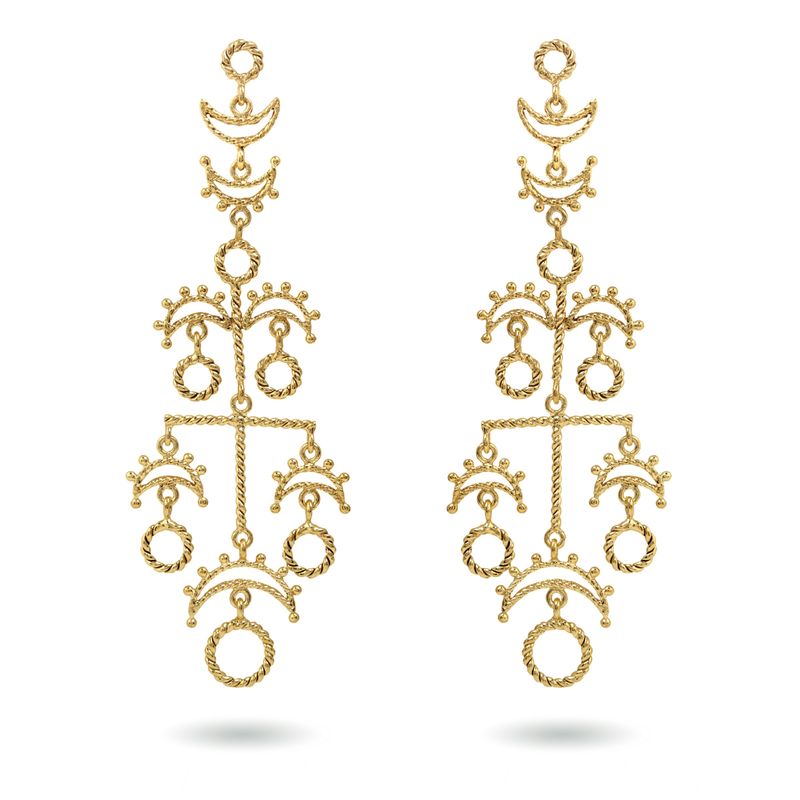 christine bekaert jewelry handcrafted gold-plated nerigal earrings with star design
