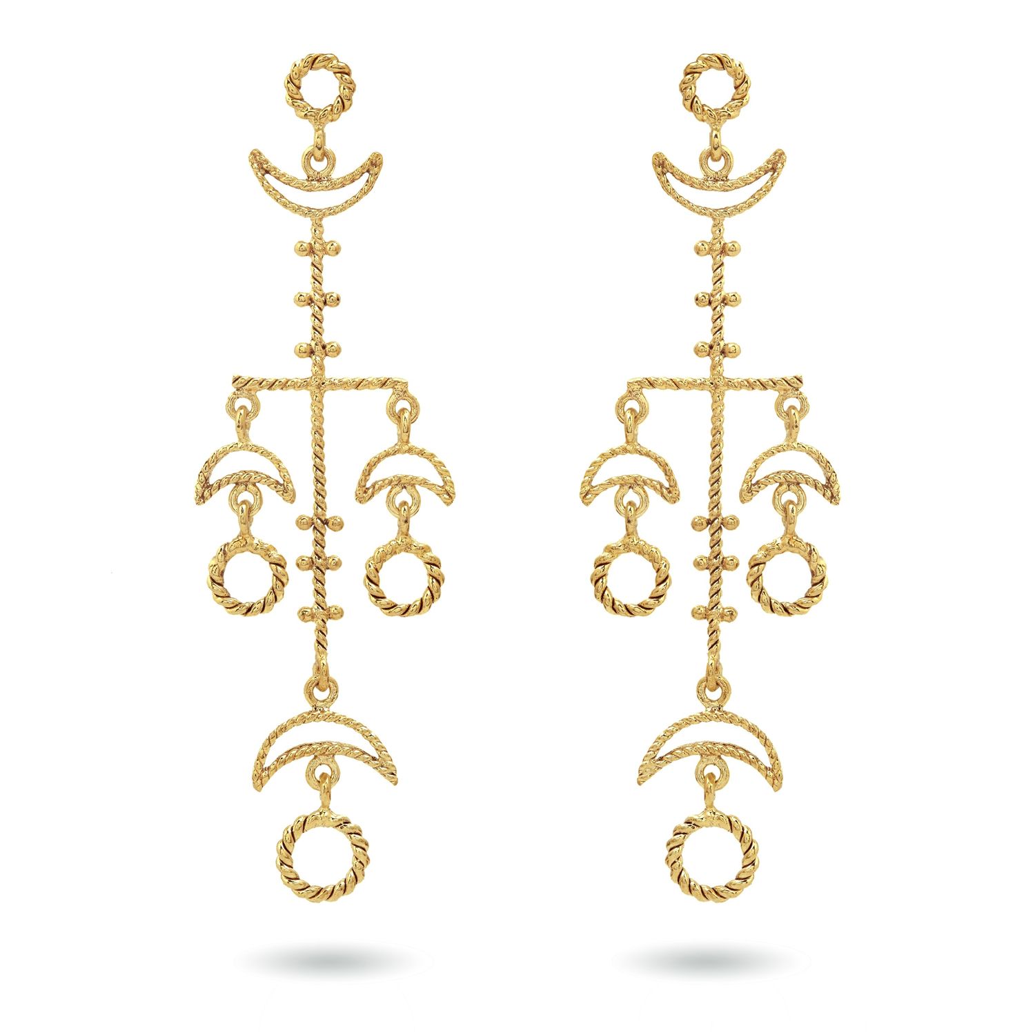 christine bekaert jewelry handcrafted gold-plated enlil earrings with star design
