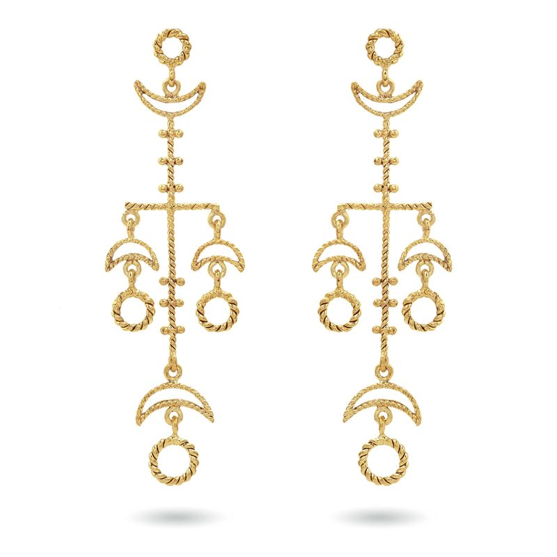 christine bekaert jewelry handcrafted gold-plated enlil earrings with star design
