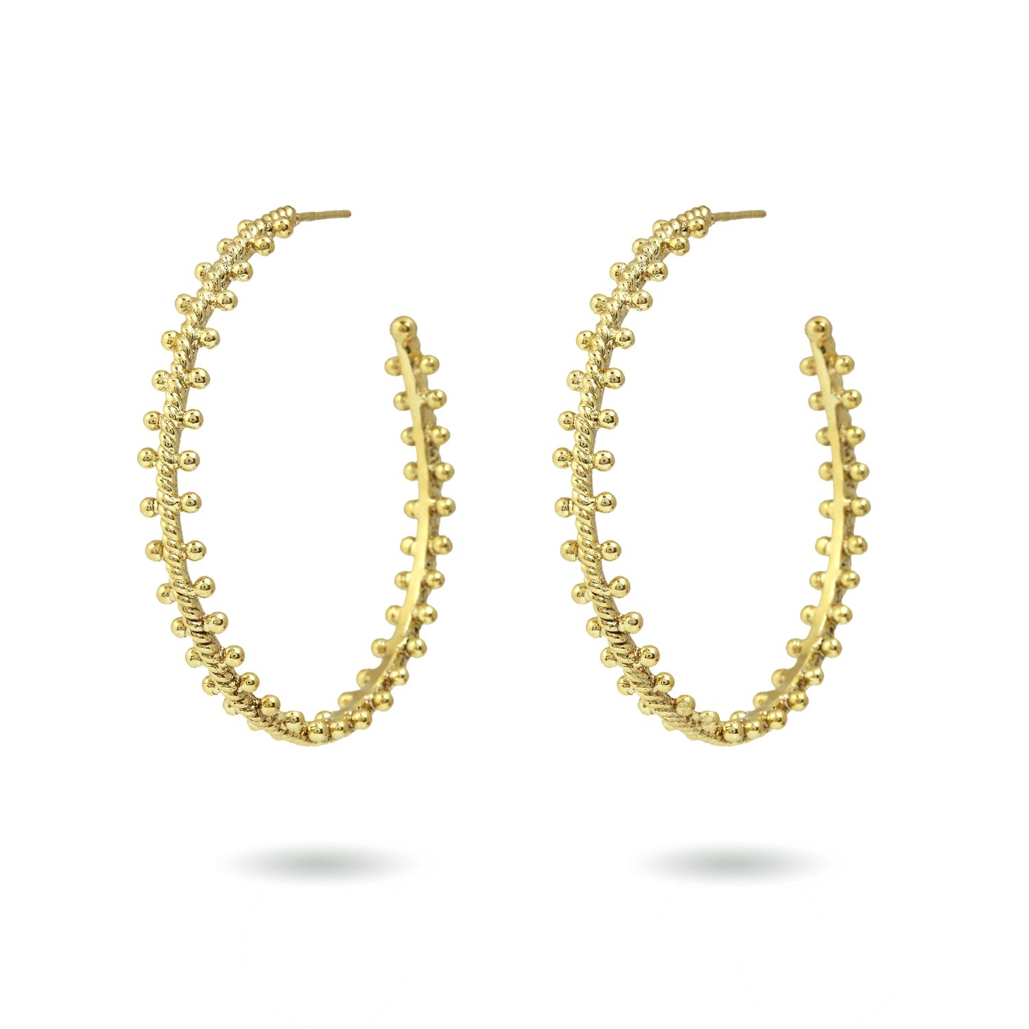christine bekaert jewelry handcrafted gold-plated mitutu hoop earrings 
