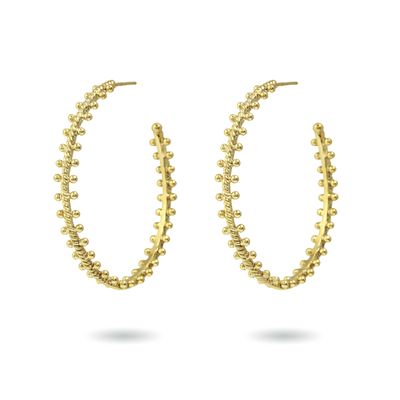 christine bekaert jewelry handcrafted gold-plated mitutu hoop earrings 
