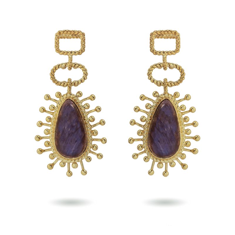 christine bekaert jewelry handcrafted gold-plated utu earrings with natural gemstones labradorite
