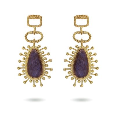 christine bekaert jewelry handcrafted gold-plated utu earrings with natural gemstones labradorite
