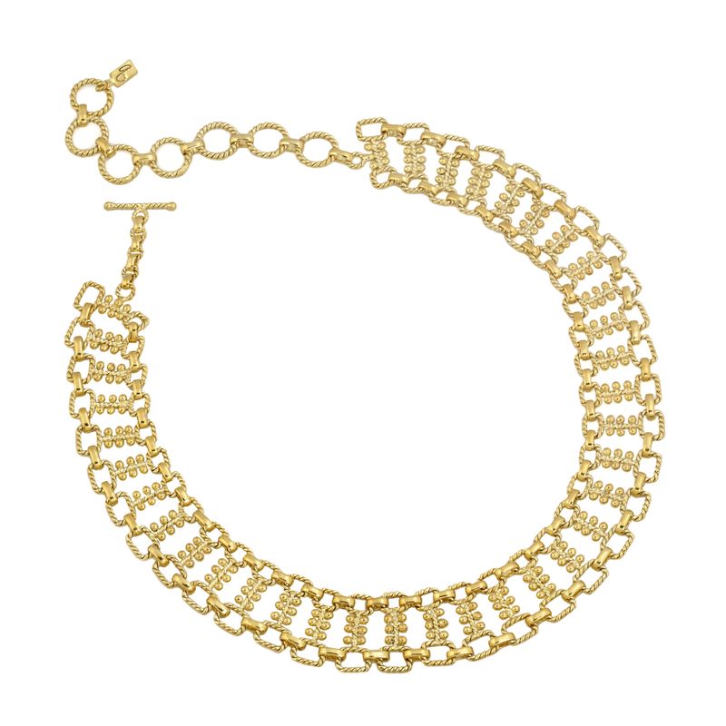 christine bekaert jewelry handcrafted gold-plated nerigal statement necklace with adjustable length
