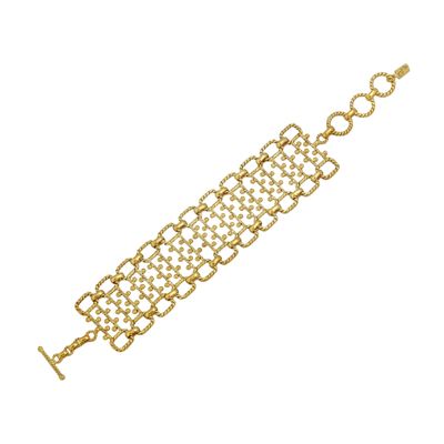 christine bekaert jewelry handcrafted gold-plated nerigal statement bracelet with adjustable size