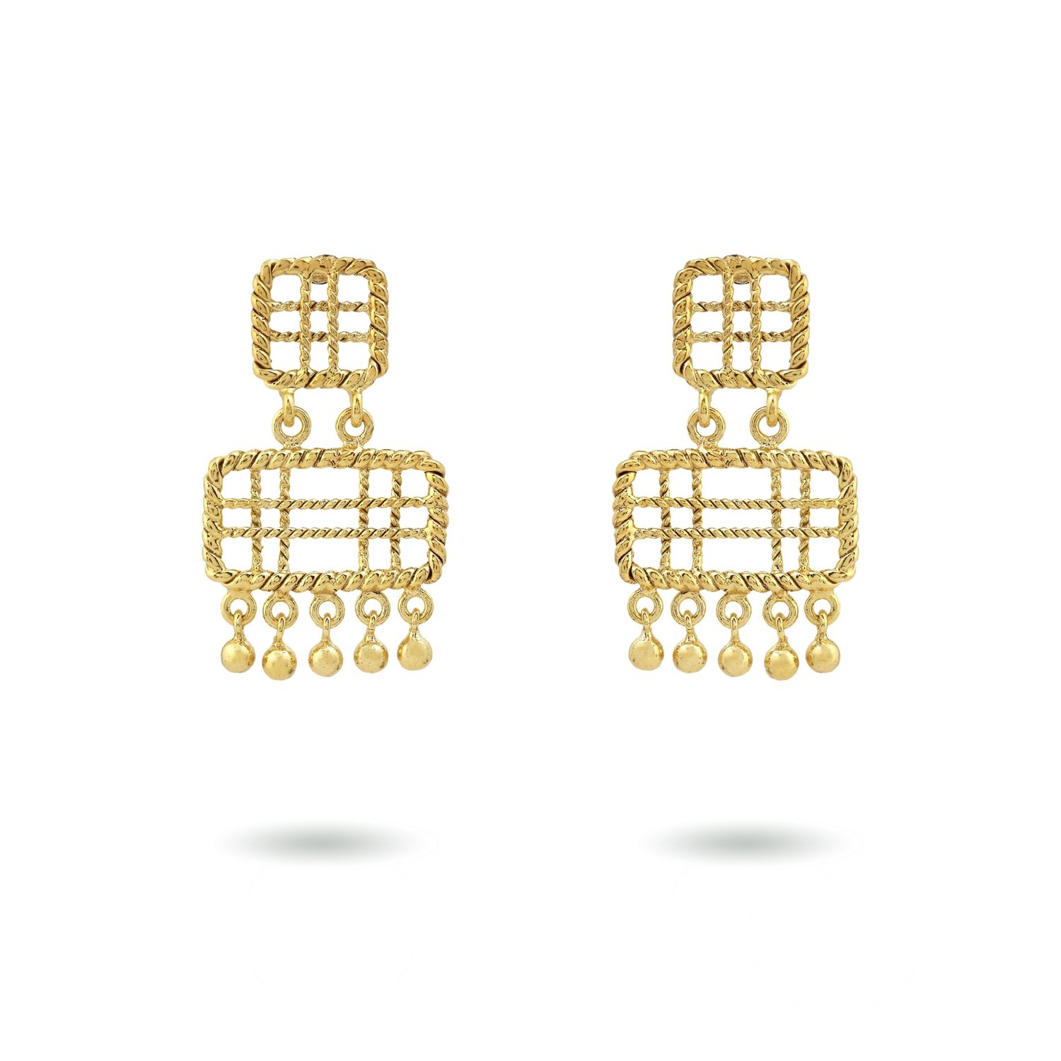 christine bekaert jewelry handcrafted gold-plated zenitha small earrings with gold beads
