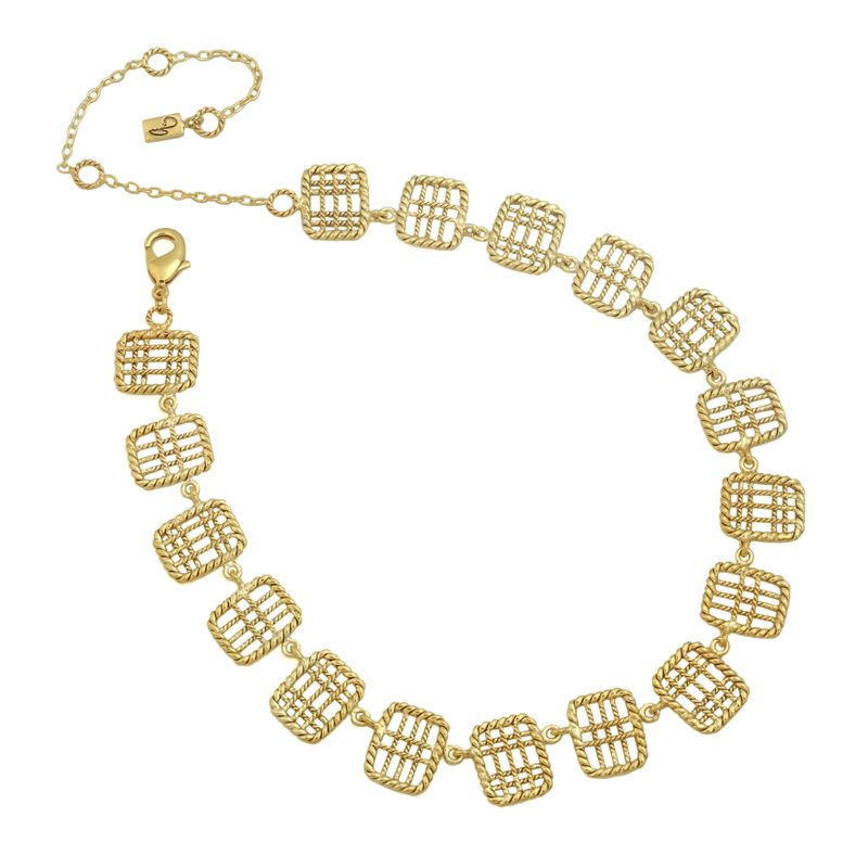 christine bekaert jewelry handcrafted gold-plated zenitha statement necklace with adjustable length