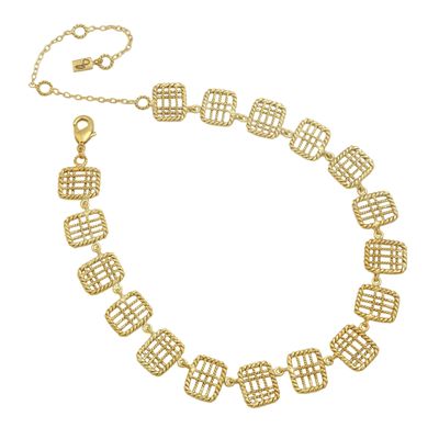 christine bekaert jewelry handcrafted gold-plated zenitha statement necklace with adjustable length