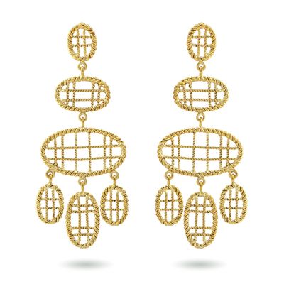 christine bekaert jewelry handcrafted gold-plated sitara large statement earrings 
