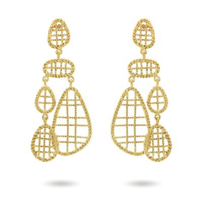 christine bekaert jewelry handcrafted gold-plated lumiya statement dangle earrings
