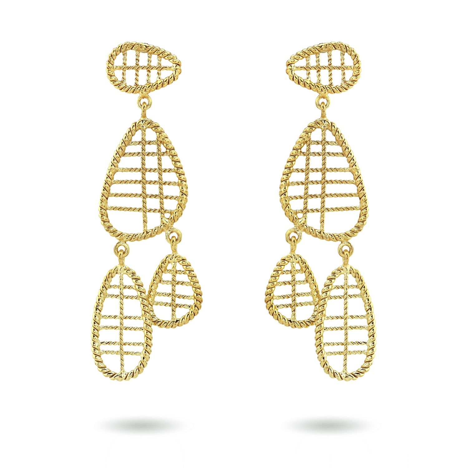 christine bekaert jewelry handcrafted gold-plated velari statement dangle earrings