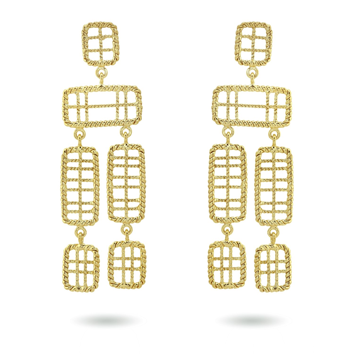 christine bekaert jewelry handcrafted gold-plated liora large statement dangle earrings
