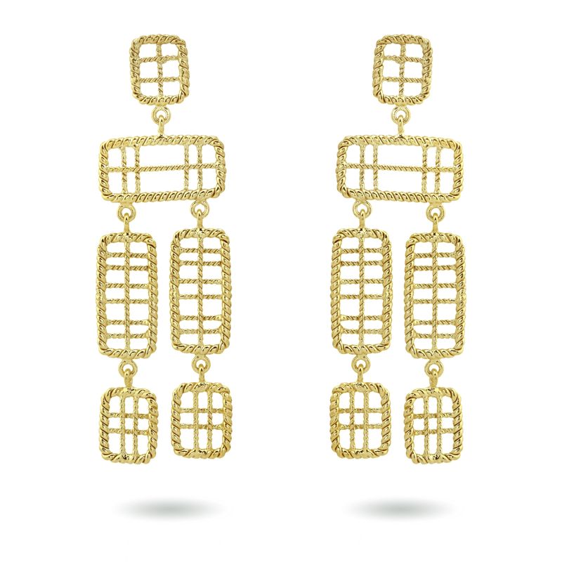 christine bekaert jewelry handcrafted gold-plated liora large statement dangle earrings
