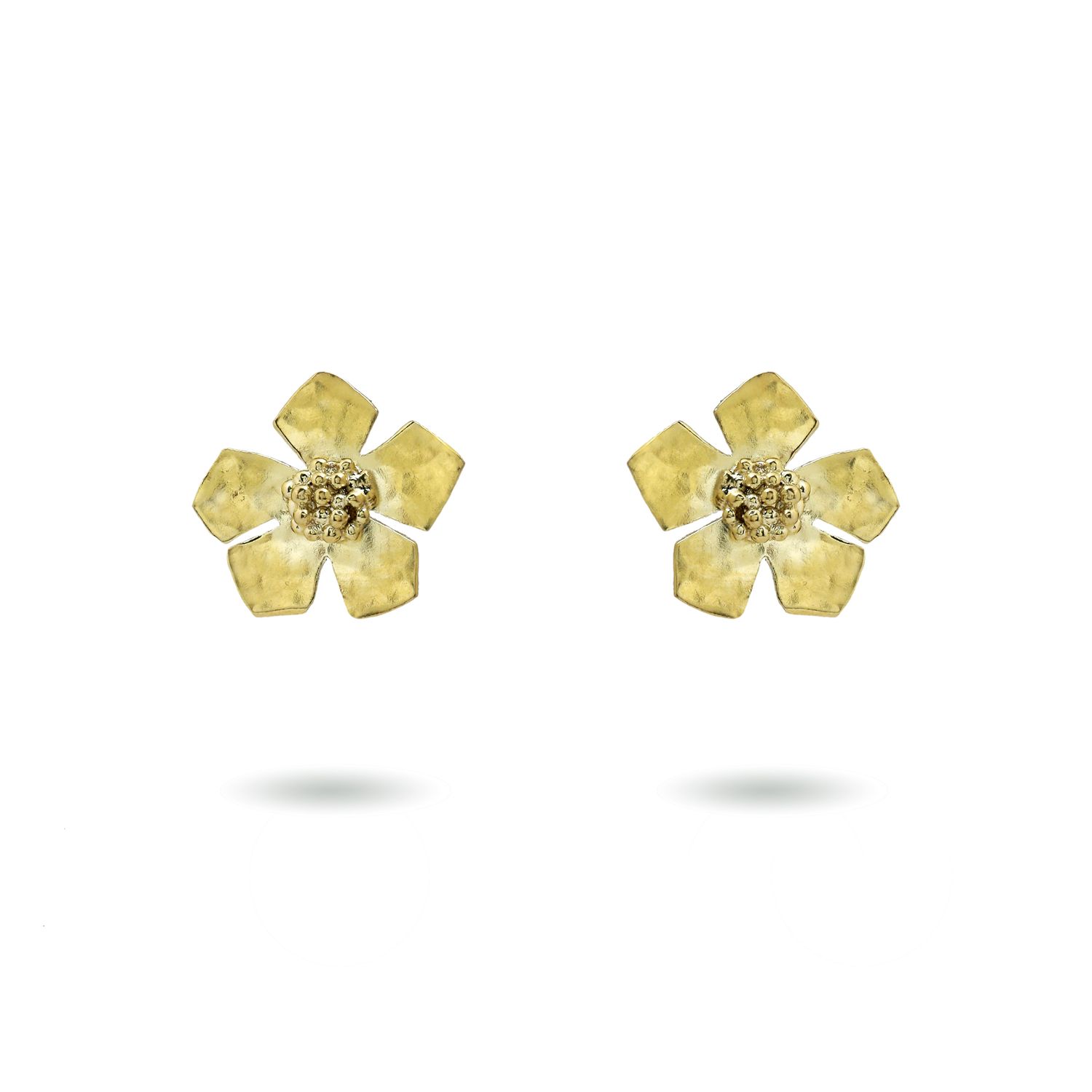 christine bekaert jewelry handcrafted gold-plated hammered everbloom studs small earrings paper flowers 
