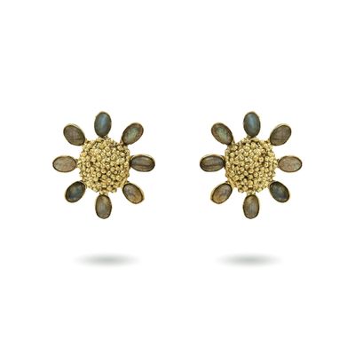 christine bekaert jewelry handcrafted gold-plated forever floret studs with natural gemstones labradorite