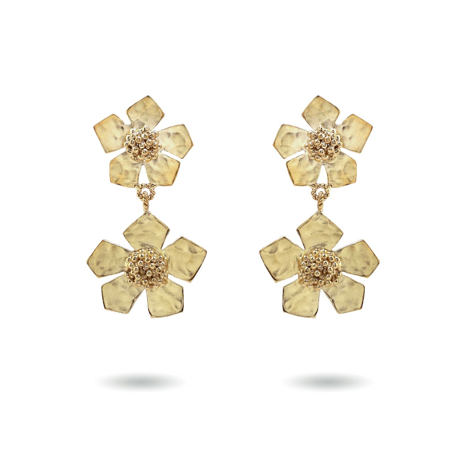 christine bekaert jewelry handcrafted gold-plated hammered everbloom duo earrings