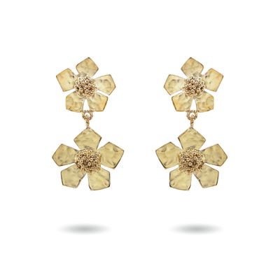 christine bekaert jewelry handcrafted gold-plated hammered everbloom duo earrings