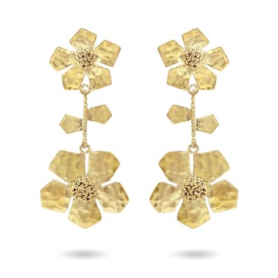 Christine Bekaert statement jewelry handcrafted gold-plated hand hammered eternelle duo earrings 