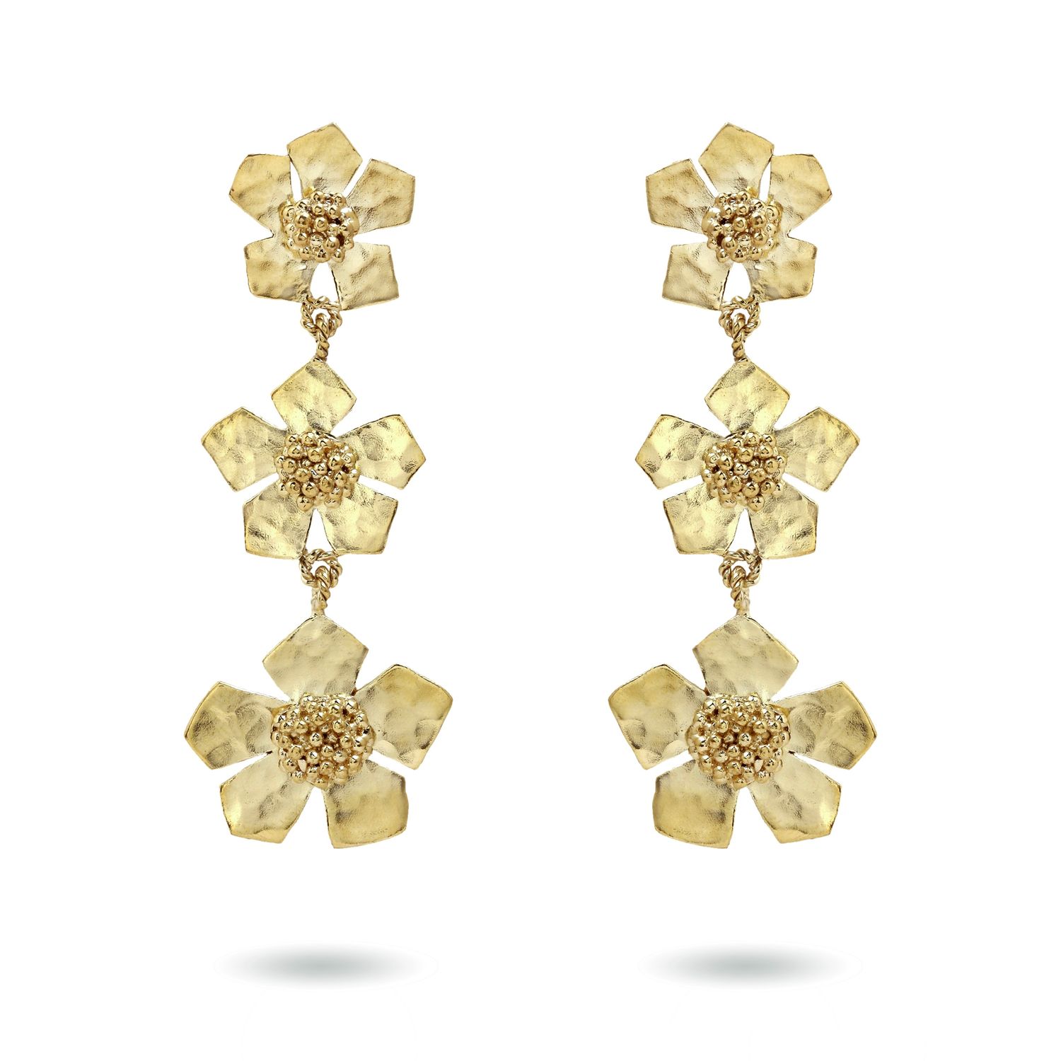 christine bekaert jewelry handcrafted gold-plated hammered statement everbloom fall earrings