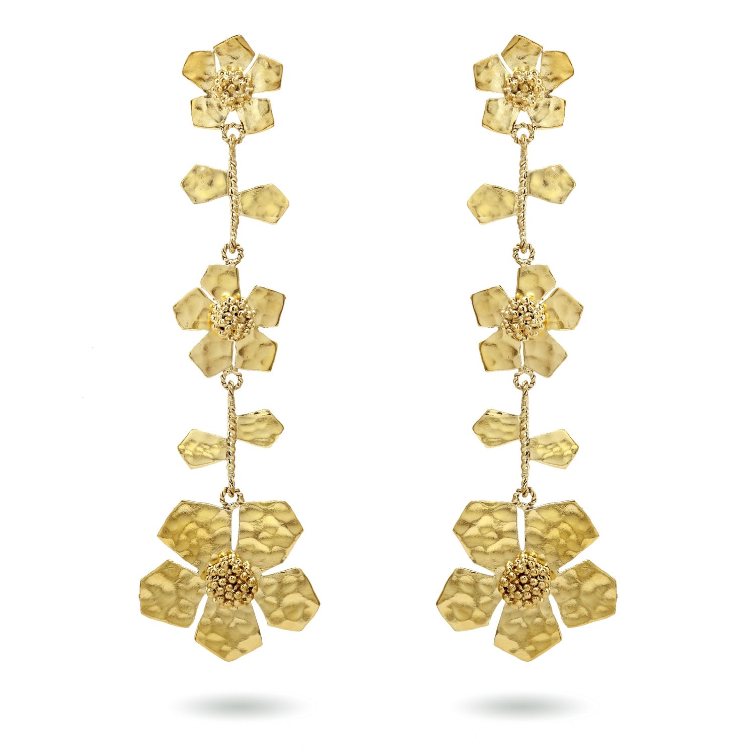 Christine Bekaert statement jewelry handcrafted gold-plated hand hammered eternelle fall earrings 