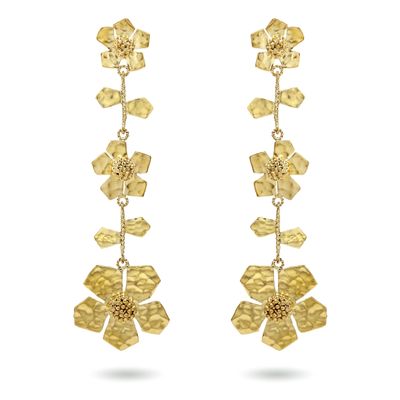 Christine Bekaert statement jewelry handcrafted gold-plated hand hammered eternelle fall earrings 