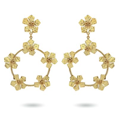 Christine Bekaert statement jewelry handcrafted gold-plated hand hammered eternelle flower hoops earrings 