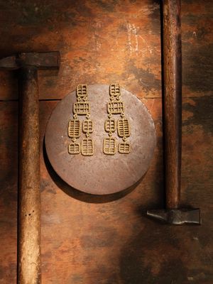 product photo christine bekaert jewelry handcrafted gold-plated liora small dangle earrings