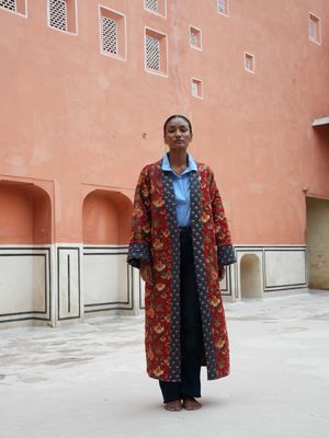 The Agatha Long Jacket - Red &amp; Blue