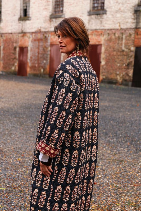 The Agatha Long Jacket - Black with a touch of Red