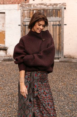 The Ioanna Skirt - Black with red and blue print