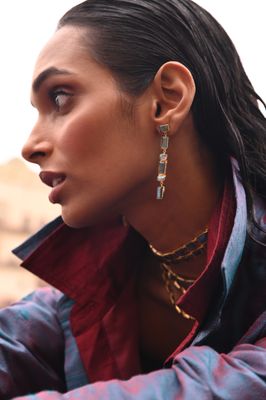 Salima Earrings - Labradorite &amp; Carnelian